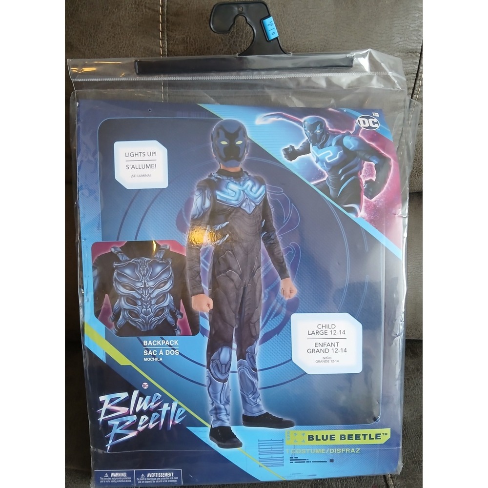 NEW DC Comics Blue Beetle Costume Lights Up Child Large‎ (12-14) Halloween #741